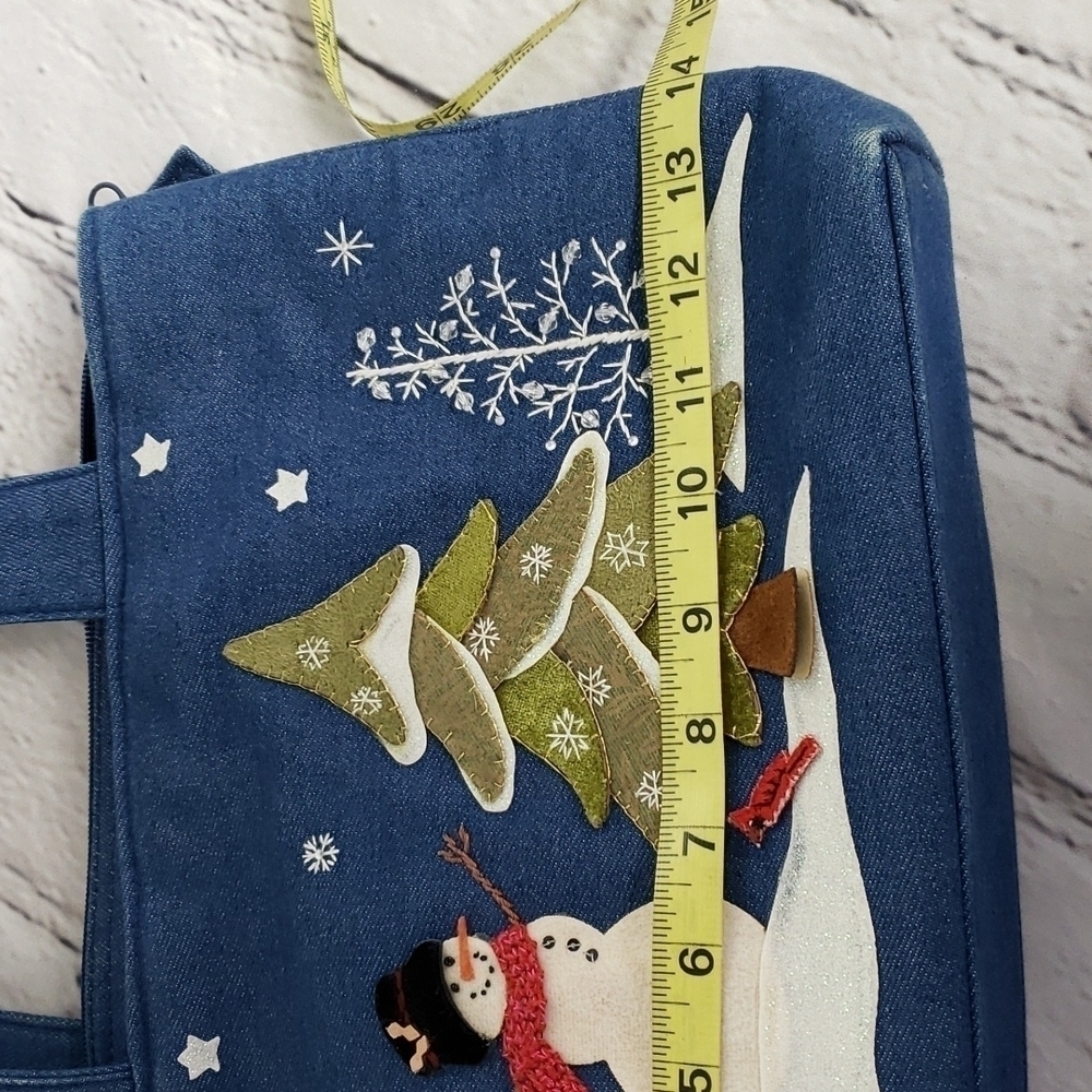 Cappelli Straworld Inc Bag 2008 Snowman Decor 100% Cotton Denim GUC - Picture 9 of 14